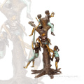 landscape garden decoration metal craft bronze children statue sculptures